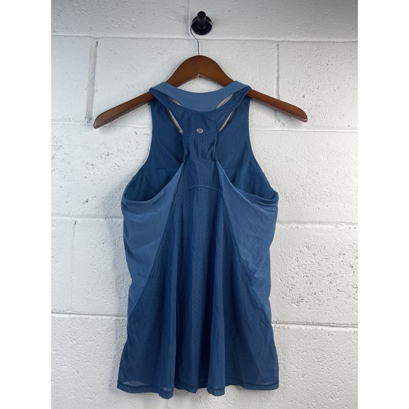 Lululemon Womens Mesh High Neck Racerback Active Tank Top Shelf Bra Blue Size 8 - Picture 6 of 6